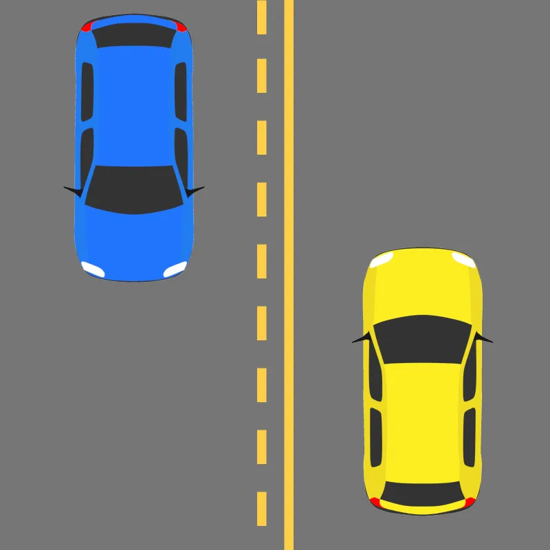 Broken Yellow Line next to a Solid Yellow Line