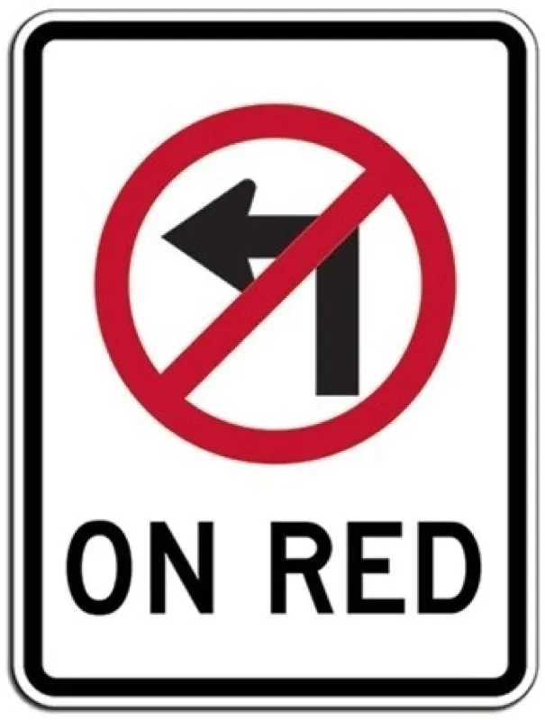 No Left Turn On Red Sign